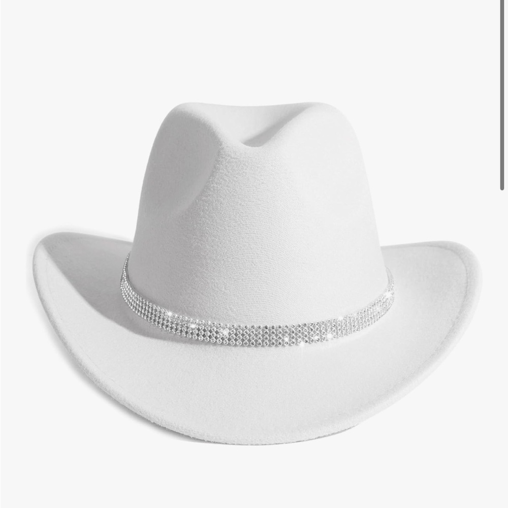 White Jeweled Cowboy Hat - Picture 1 of 5